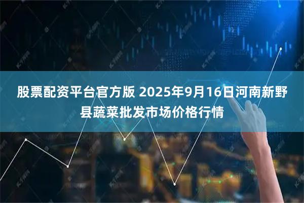 股票配资平台官方版 2025年9月16日河南新野县蔬菜批发市场价格行情