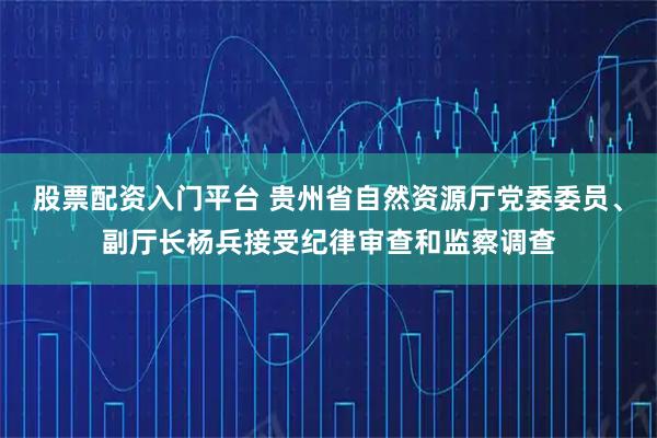 股票配资入门平台 贵州省自然资源厅党委委员、副厅长杨兵接受纪律审查和监察调查