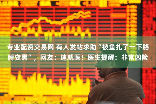 专业配资交易网 有人发帖求助“被鱼扎了一下胳膊变黑”，网友：速就医！医生提醒：非常凶险